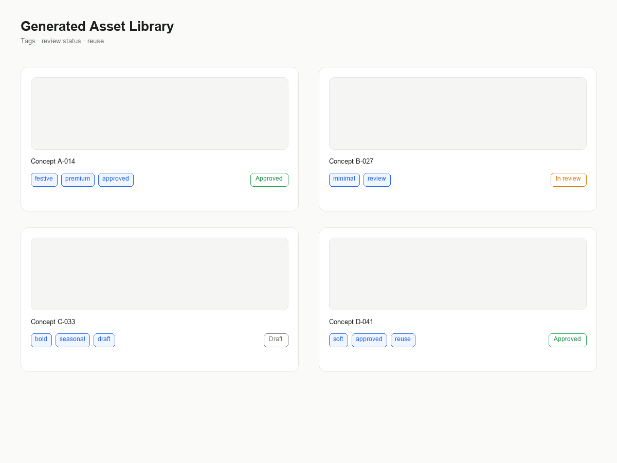 Tagged, searchable reusable asset library